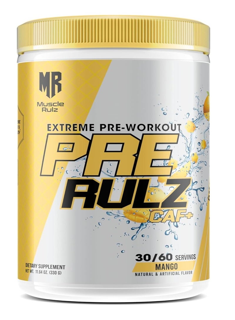 Musclerulz, Pre Rulz, Pre Workout, Mango, 330g, 30/60 Servings