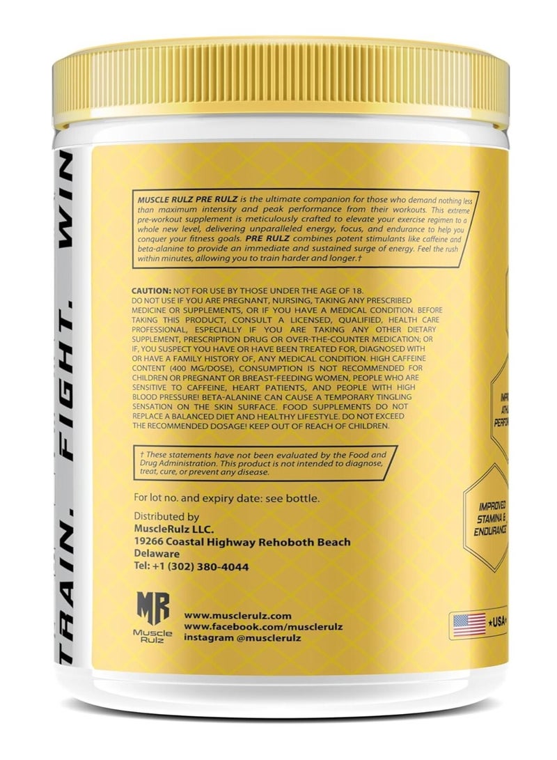 Musclerulz, Pre Rulz, Pre Workout, Mango, 330g, 30/60 Servings