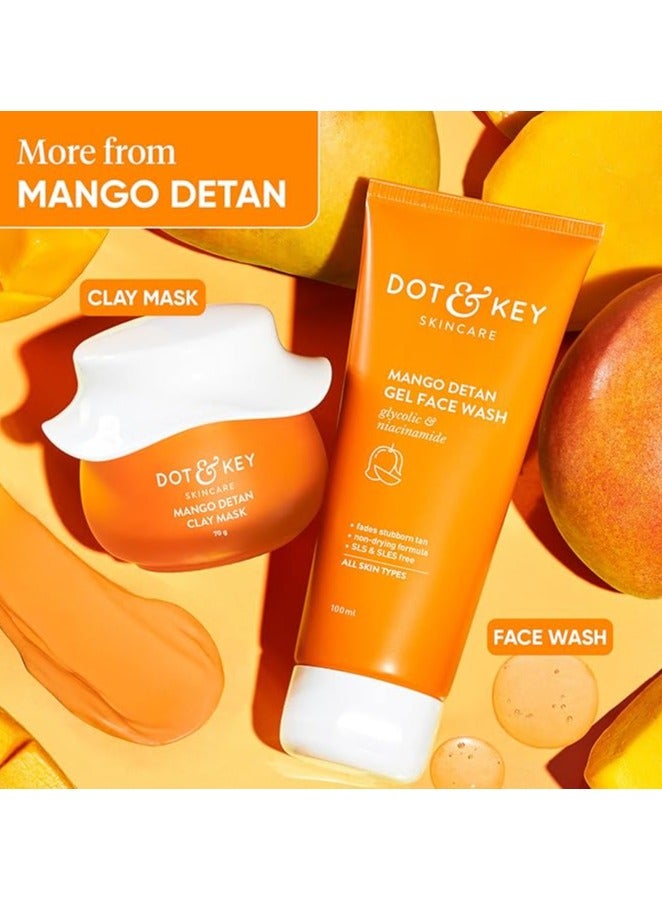 Dot & Key Mango Detan Gel Face Wash | Gently Cleanses Skin From Dirt & Oil | Fades Stubborn Tan | For All Skin Types | 100ml