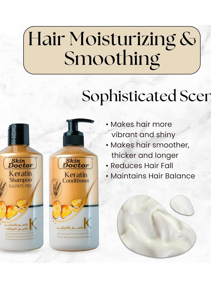 Keratin Set - Shampoo And Conditioner Hair Treatment - Parabens And Sulphate Free - for Curly Wavy and Straight Hair - Product For Dry Damaged or Color Treated Hair - Moisturizing And Smoothing