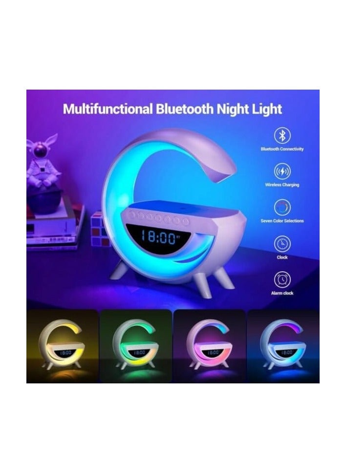 LED wireless charging speaker Night Light for Bedroom Bluetooth Speakers Alarm Clock, Wireless Charging, 15 W, BT- Speaker (BT-3401)