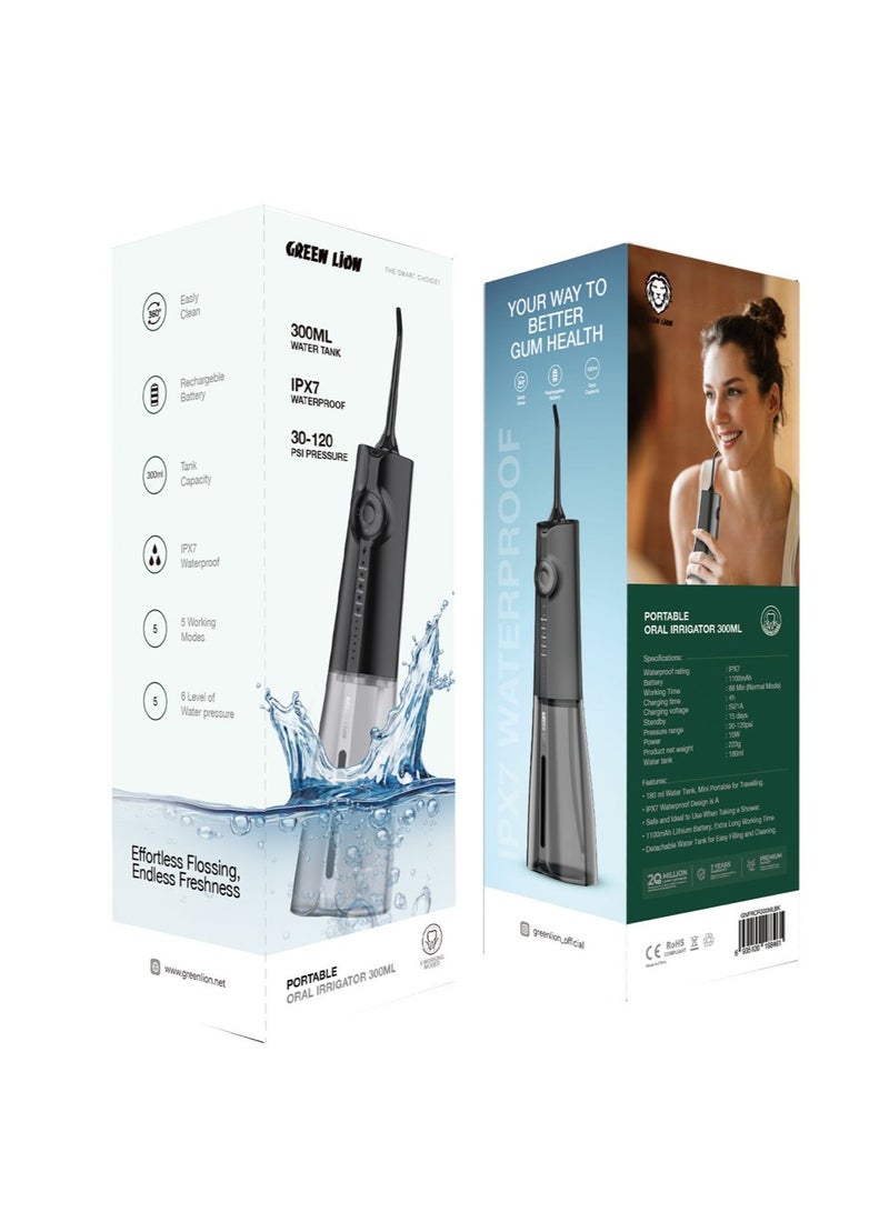 Portable Oral Irrigator 300ml / Different working Modes / Plenty of Water Pressure Level - Black