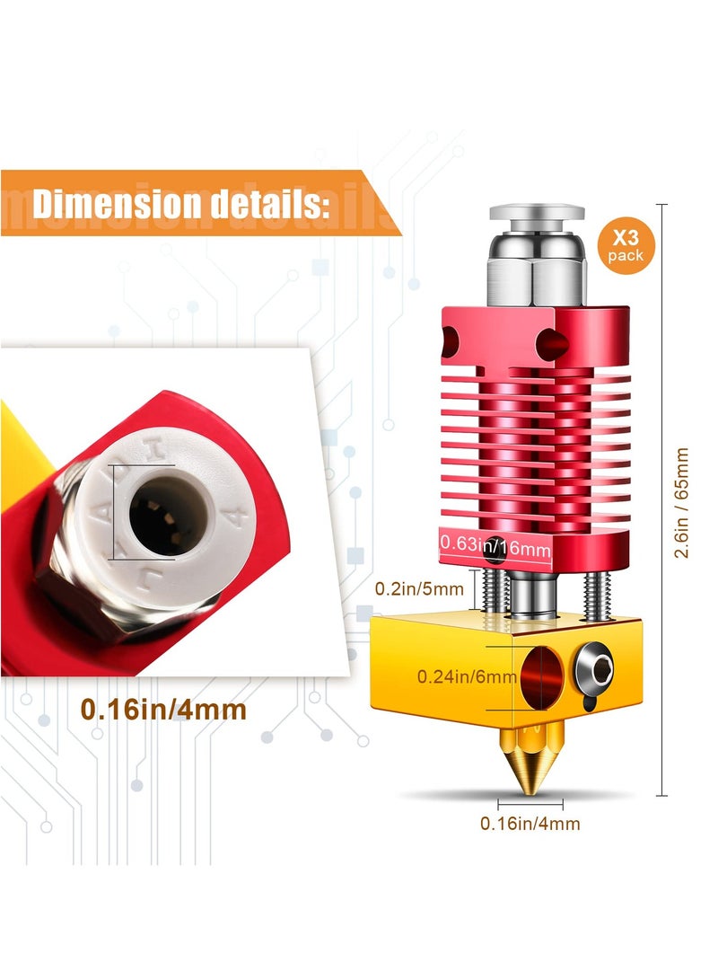 High Temperature Metal Hotend Nozzles for 3D Printers Compatible with CR-10 Ender 2 Ender 3 Ender 5