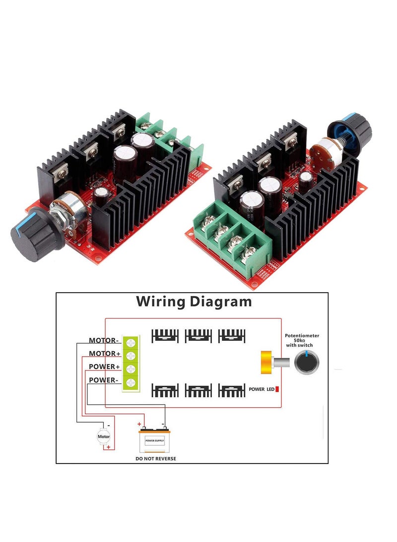 DC Motor Speed Controller 1 Pack Adjustable Regulator for RC Applications 10-50V 40A