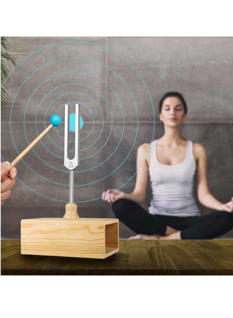 528HZ Aluminum Alloy Tuning Fork with Resonance Box and Accessories for Healing and Sound Therapy