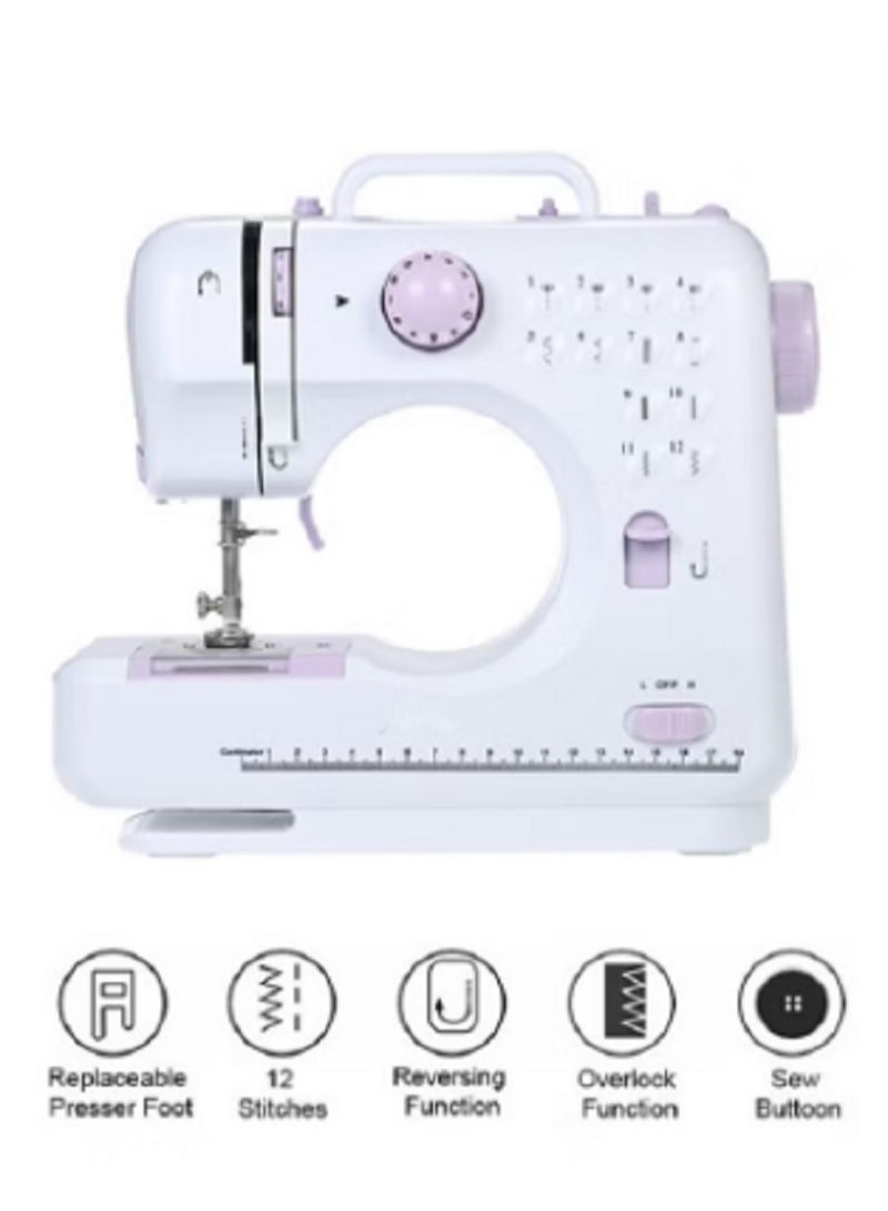 Portable Sewing Machine Electric Mini Sewing Machine 505A White Purple