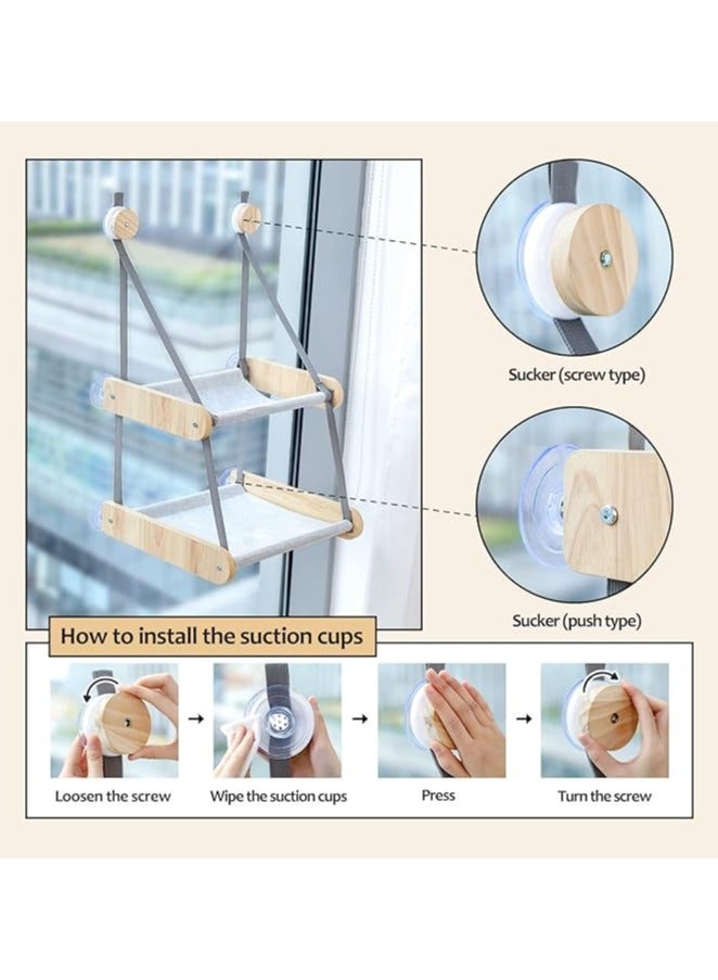 Cat Window Perch, Cat Window Hammock,Window Mounted Cat Seat Cat Bed for Indoor Cats (Double Layered)