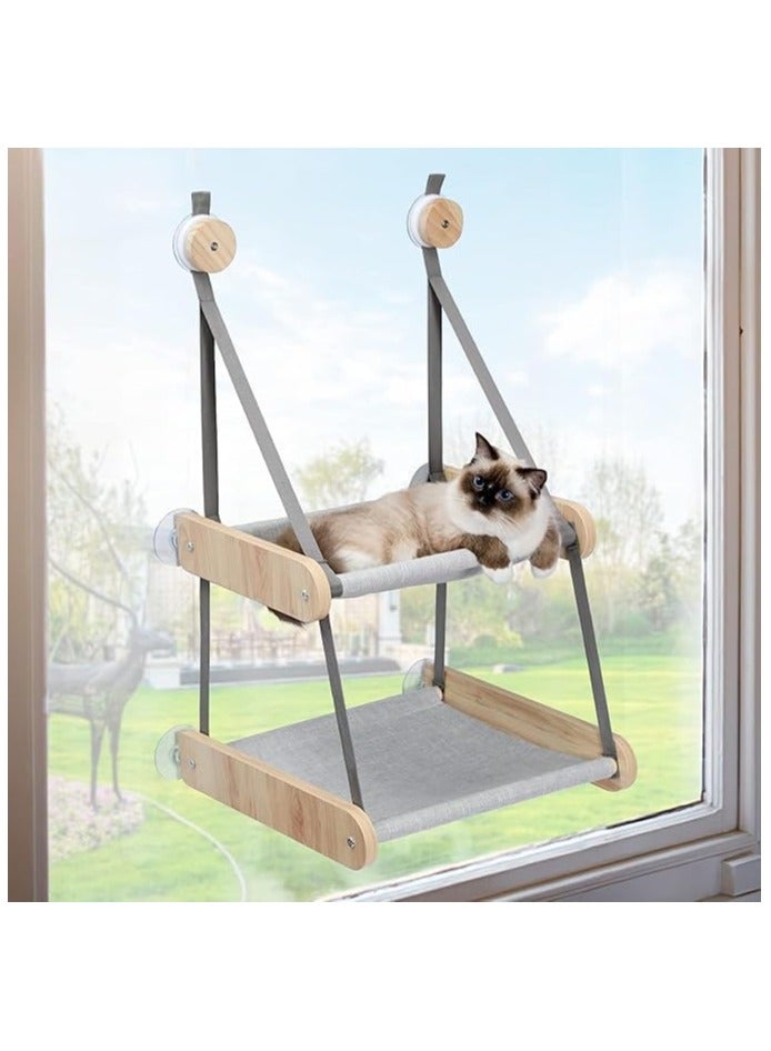 Cat Window Perch, Cat Window Hammock,Window Mounted Cat Seat Cat Bed for Indoor Cats (Double Layered)