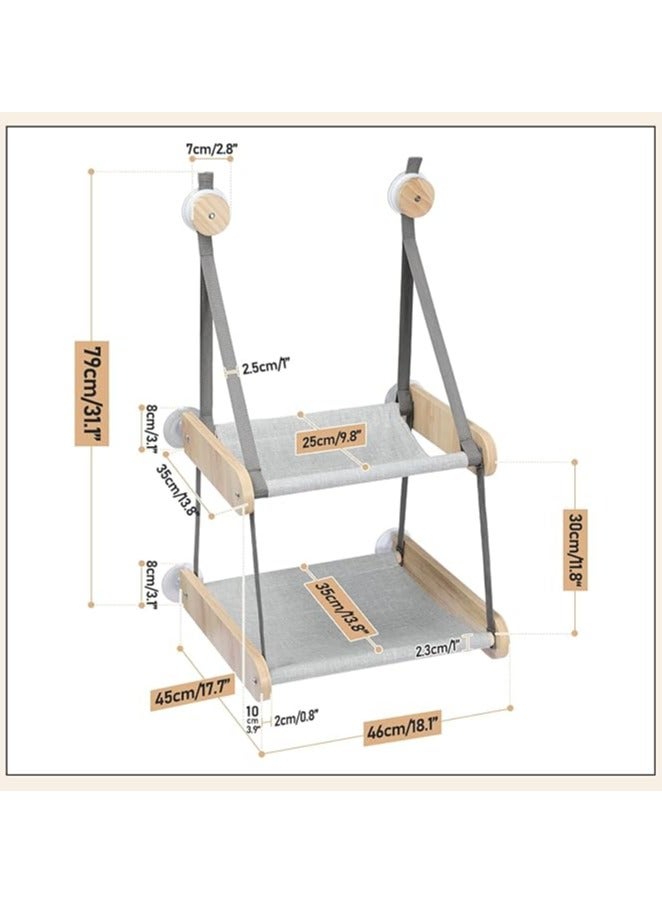 Cat Window Perch, Cat Window Hammock,Window Mounted Cat Seat Cat Bed for Indoor Cats (Double Layered)