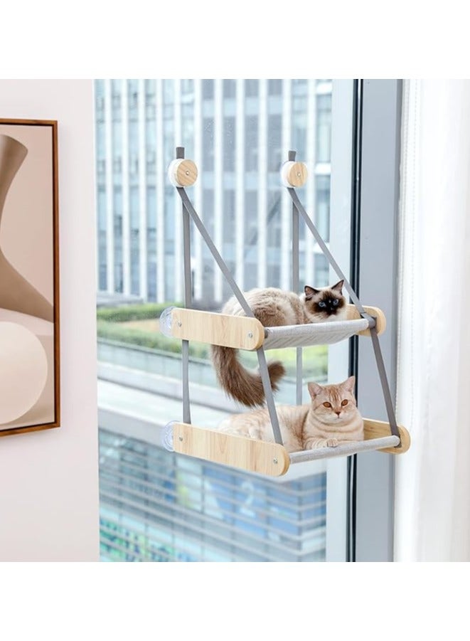 Cat Window Perch, Cat Window Hammock,Window Mounted Cat Seat Cat Bed for Indoor Cats (Double Layered)