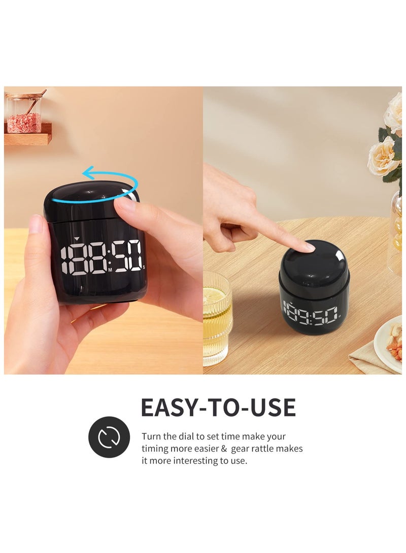 SYOSI Digital Timer, Rotary Countup Timer with Large LED Display Volume Adjustment, Timer for Cooking, Classroom Time for Kids and Teachers. (Black)