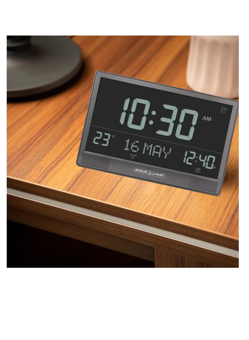 ALFAJR Digital Azan Table Clock - Muslim Prayer Azan Clock | CJ-17 Prayer Alarm Table Clock with Worldwide Prayer Times and Multiple Azan Sounds by LUKADAH (CJ-17)