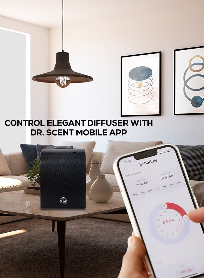 Dr Scent Essential Oil Diffuser – Elegant Floral | Sophisticated Design, 100-300 m² Coverage, Bluetooth & App Control, Infuses Fragrance to Enhance Your Environment (Black)