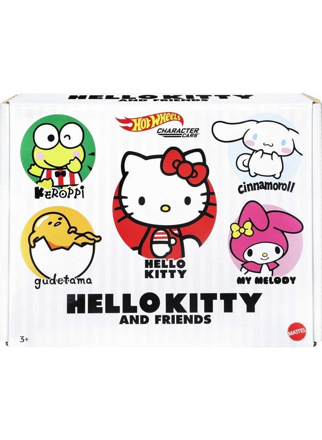 Sanrio Toy Character Car 5 Pack In 1:64 Scale: Hello Kitty, Keroppi, Gudetama, Cinnamaroll & My Melody, Set For Kids & Collectors