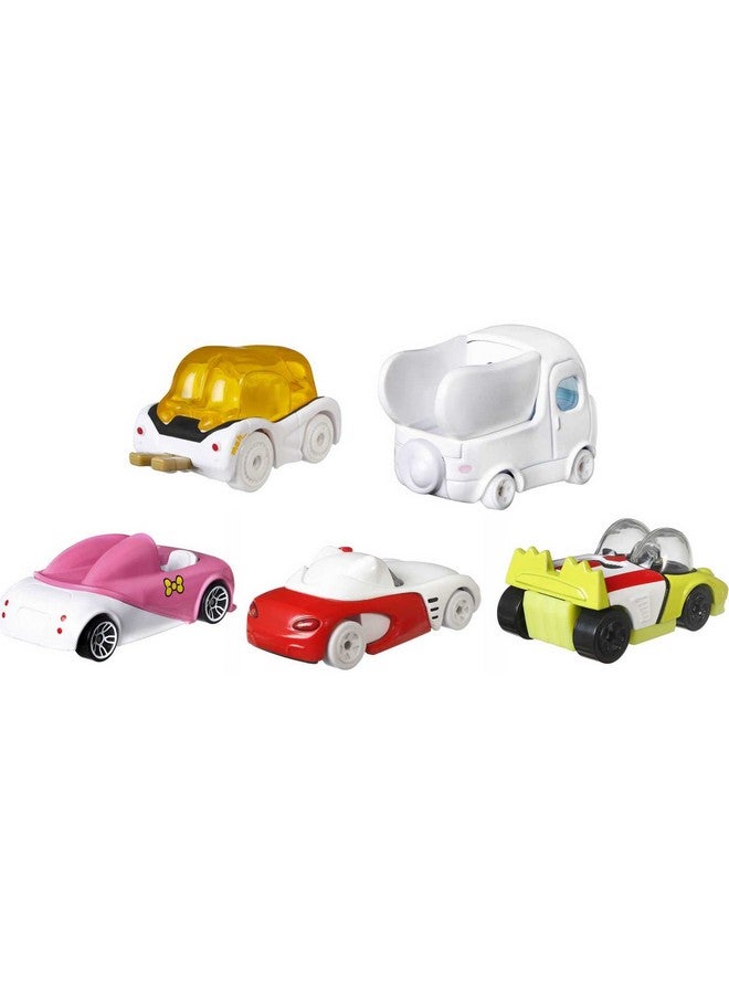 Sanrio Toy Character Car 5 Pack In 1:64 Scale: Hello Kitty, Keroppi, Gudetama, Cinnamaroll & My Melody, Set For Kids & Collectors