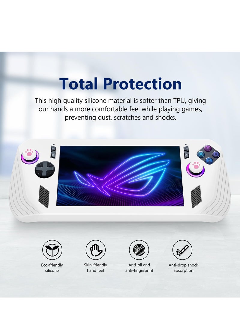 Case Compatible with ASUS ROG Ally X Ceamless Fit Protection Shockproof And Scratch-Resistant LED Visible Case Cover Compatible with ASUS ROG Ally X (White)