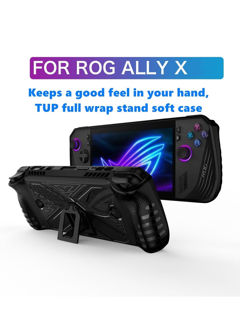 Protective Case For ASUS ROG Ally X Gaming Console TPU Soft Case with Stand (Black)