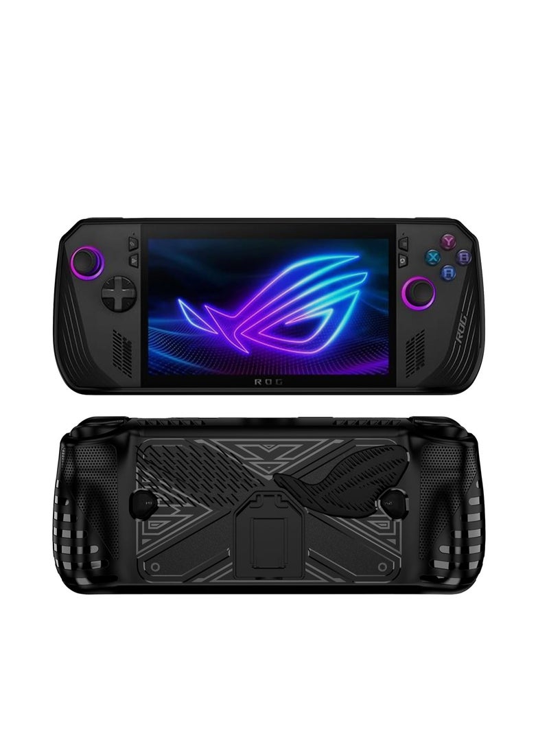 Protective Case For ASUS ROG Ally X Gaming Console TPU Soft Case with Stand (Black)