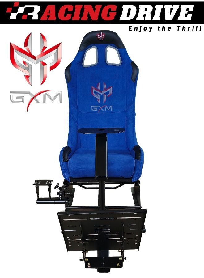 GXM Next Level Racing Stimulator Cockpit for All Logitech G923|G29|G920|FlashFire F111|Megacom Wheels|Thrustmaster|Fanatec Wheels|PlayStation 5/4|Xbox Series S/X|PC Platforms w/Shifter Holder, Blue