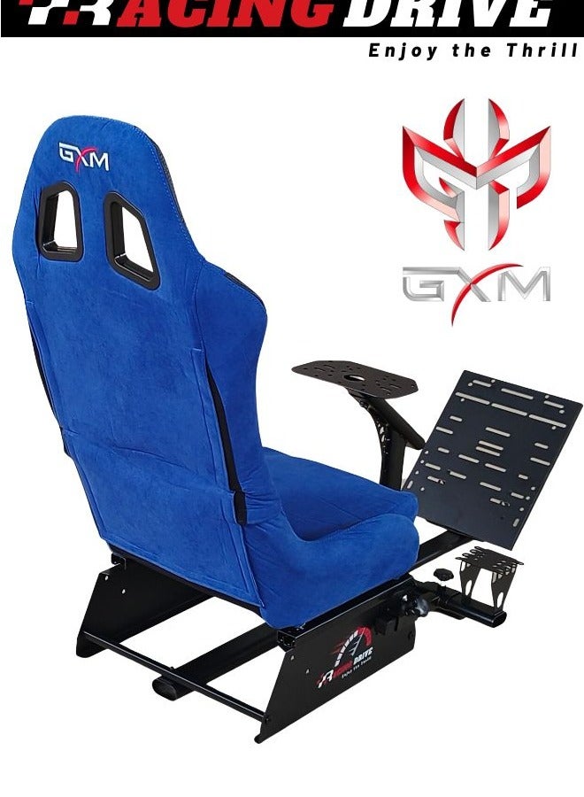 GXM Next Level Racing Stimulator Cockpit for All Logitech G923|G29|G920|FlashFire F111|Megacom Wheels|Thrustmaster|Fanatec Wheels|PlayStation 5/4|Xbox Series S/X|PC Platforms w/Shifter Holder, Blue