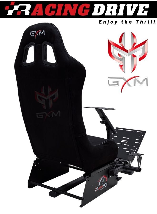 GXM Next Level Racing Stimulator Cockpit for All Logitech G923|G29|G920|FlashFire F111|Megacom Wheels|Thrustmaster|Fanatec Wheels|PlayStation 5/4|Xbox Series S/X|PC Platforms w/Shifter Holder, Black