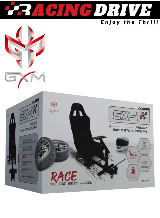 GXM Next Level Racing Stimulator Cockpit for All Logitech G923|G29|G920|FlashFire F111|Megacom Wheels |Thrustmaster|Fanatec Wheels|PlayStation 5/4|Xbox Series S/X|PC Platforms w/Shifter Holder, White