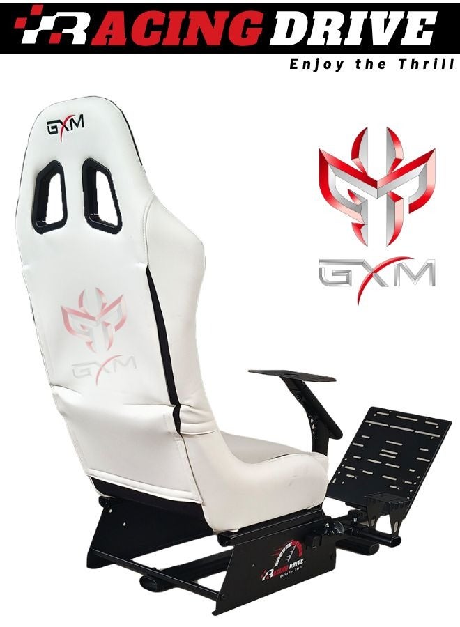 GXM Next Level Racing Stimulator Cockpit for All Logitech G923|G29|G920|FlashFire F111|Megacom Wheels |Thrustmaster|Fanatec Wheels|PlayStation 5/4|Xbox Series S/X|PC Platforms w/Shifter Holder, White