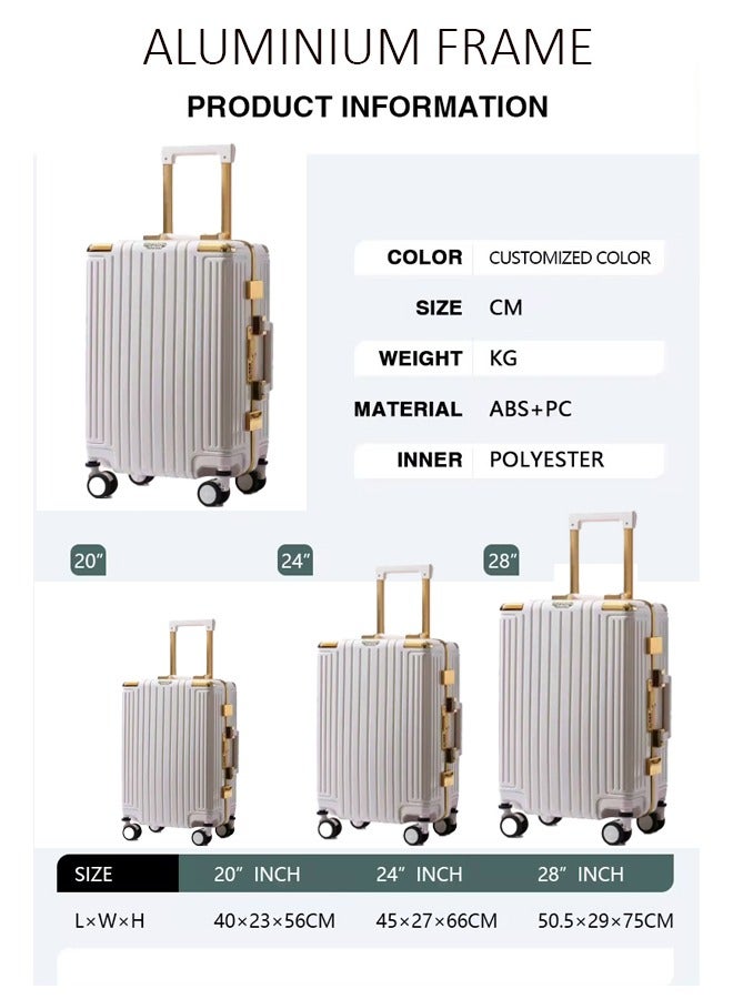 3 PCS TROLLEY LUGGAGE ALUMINUM FRAME POLY CARBON MATERIAL, LUGGAGE SUITCASE SET AND CABIN LUGGAGE BAG SET PURPLE COLOUR