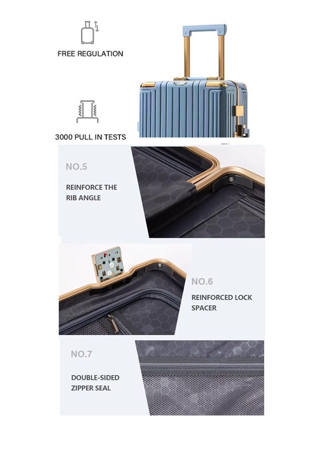 3 PCS TROLLEY LUGGAGE ALUMINUM FRAME POLY CARBON MATERIAL, LUGGAGE SUITCASE SET AND CABIN LUGGAGE BAG SET LIGHT BLUE COLOUR