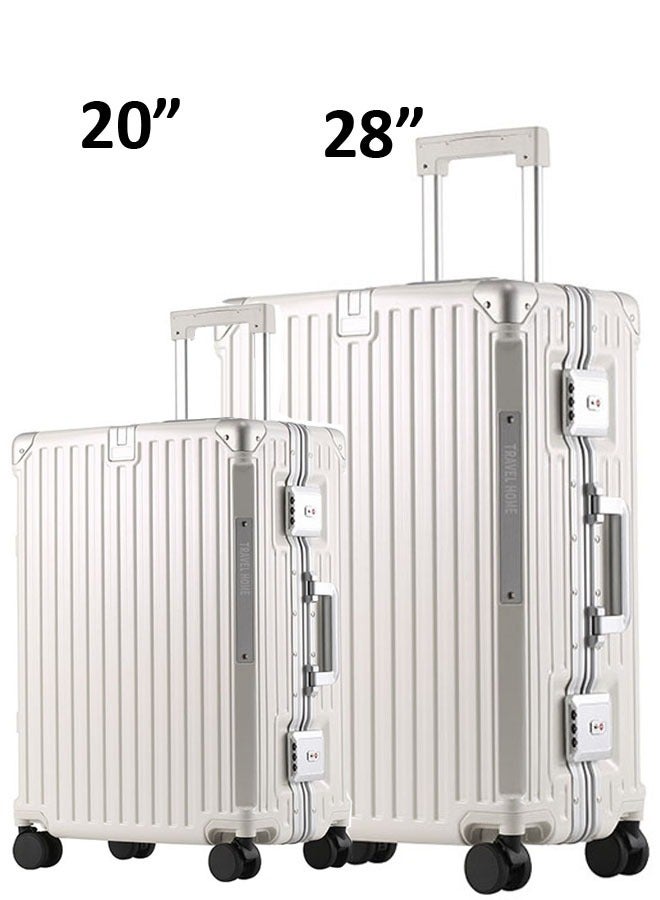 Set Of 2 Premium Expandable Aluminum Frame & PC Suitcase With USB charging port and C type 20 & 28 Inch