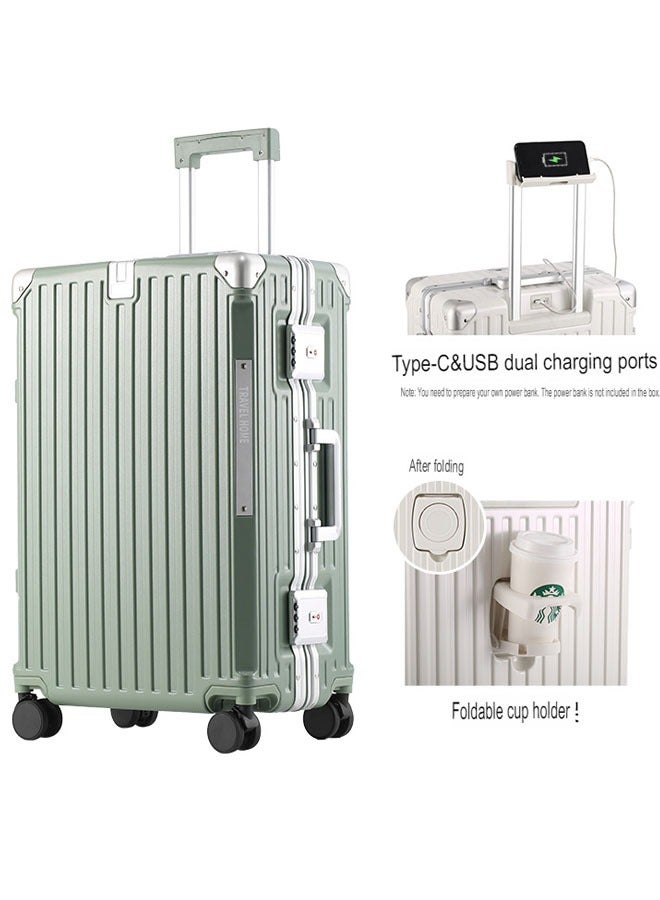 Premium Expandable Aluminum Frame & PC Suitcase With USB charging port and C type 24 Inch