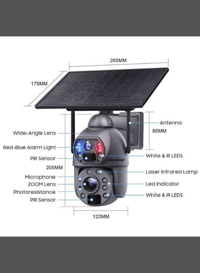 Metal Dual Lens Security 4G Card Solar Camera