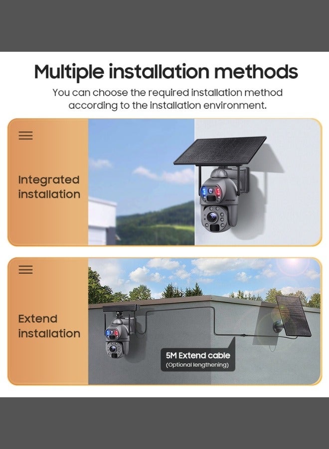 Metal Dual Lens Security 4G Card Solar Camera