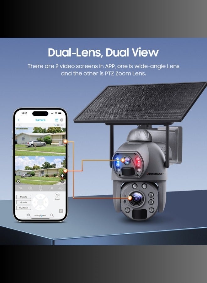 Metal Dual Lens Security 4G Card Solar Camera