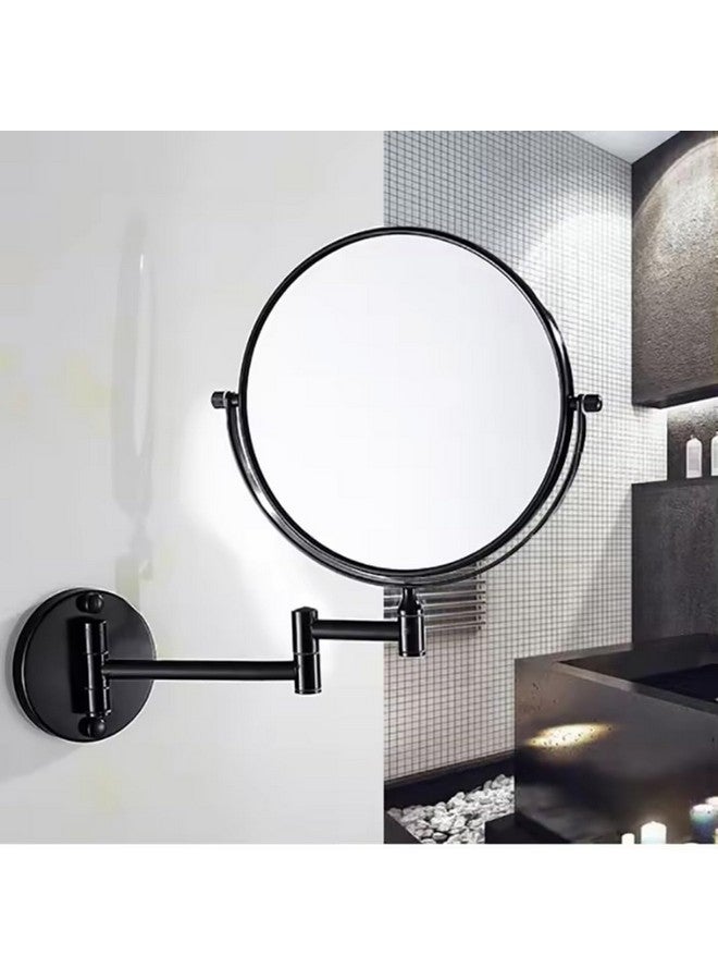 Make Up Mirror/Shaving Mirror/Zoom Mirror For Bathroom/Stainless Steel Brass Two-Sided 360° Swivel Mirror/Magnifying Mirror With Adjustable Frame/Rectangular (8 Inches/Black)