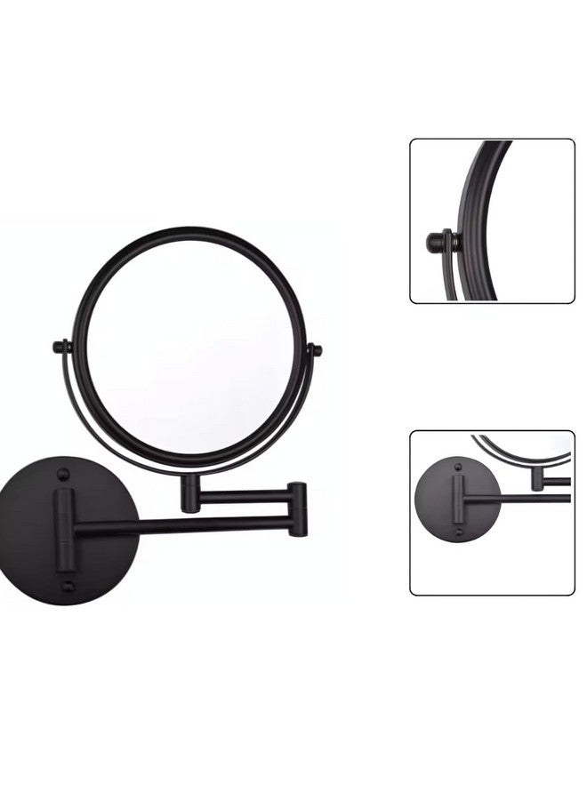 Make Up Mirror/Shaving Mirror/Zoom Mirror For Bathroom/Stainless Steel Brass Two-Sided 360° Swivel Mirror/Magnifying Mirror With Adjustable Frame/Rectangular (8 Inches/Black)