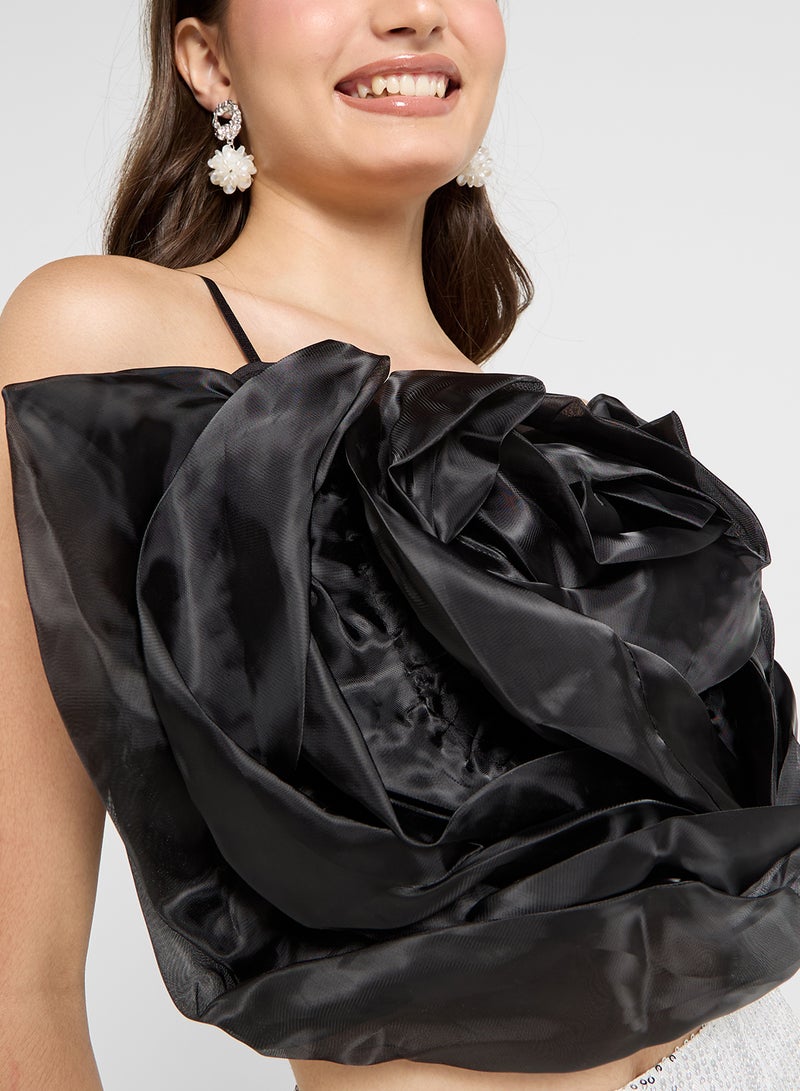 Rose Ruffle Detail Tube Top