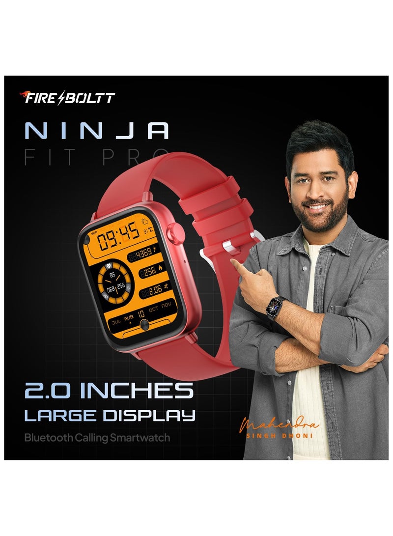 Fire-Boltt Newly Launched Ninja Fit Pro Smartwatch Bluetooth Calling Full Touch 2.0 & 120+ Sports Modes with IP68, Multi UI Screen, Over 100 Cloud Based Watch Faces, Built in Games (Red)