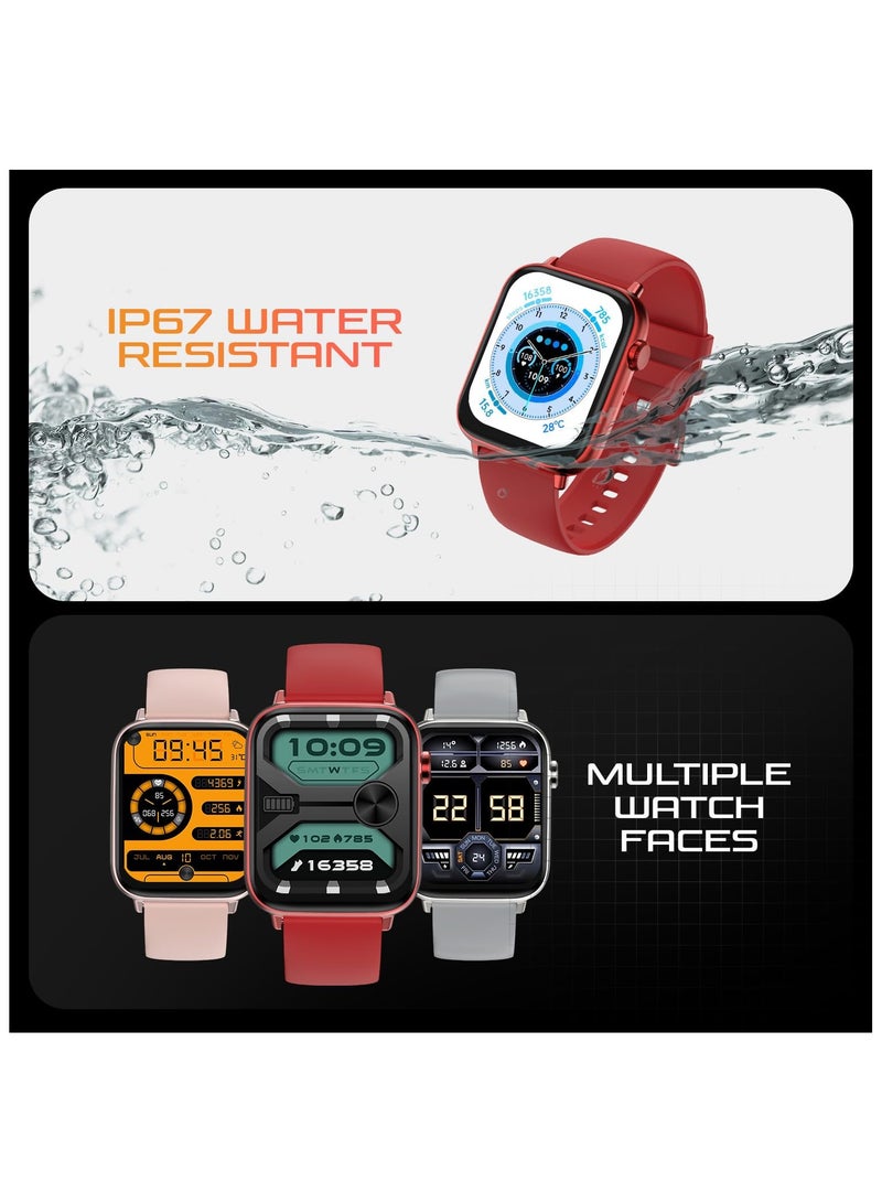 Fire-Boltt Newly Launched Ninja Fit Pro Smartwatch Bluetooth Calling Full Touch 2.0 & 120+ Sports Modes with IP68, Multi UI Screen, Over 100 Cloud Based Watch Faces, Built in Games (Red)