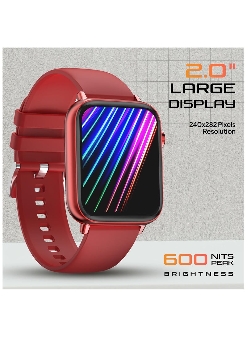 Fire-Boltt Newly Launched Ninja Fit Pro Smartwatch Bluetooth Calling Full Touch 2.0 & 120+ Sports Modes with IP68, Multi UI Screen, Over 100 Cloud Based Watch Faces, Built in Games (Red)