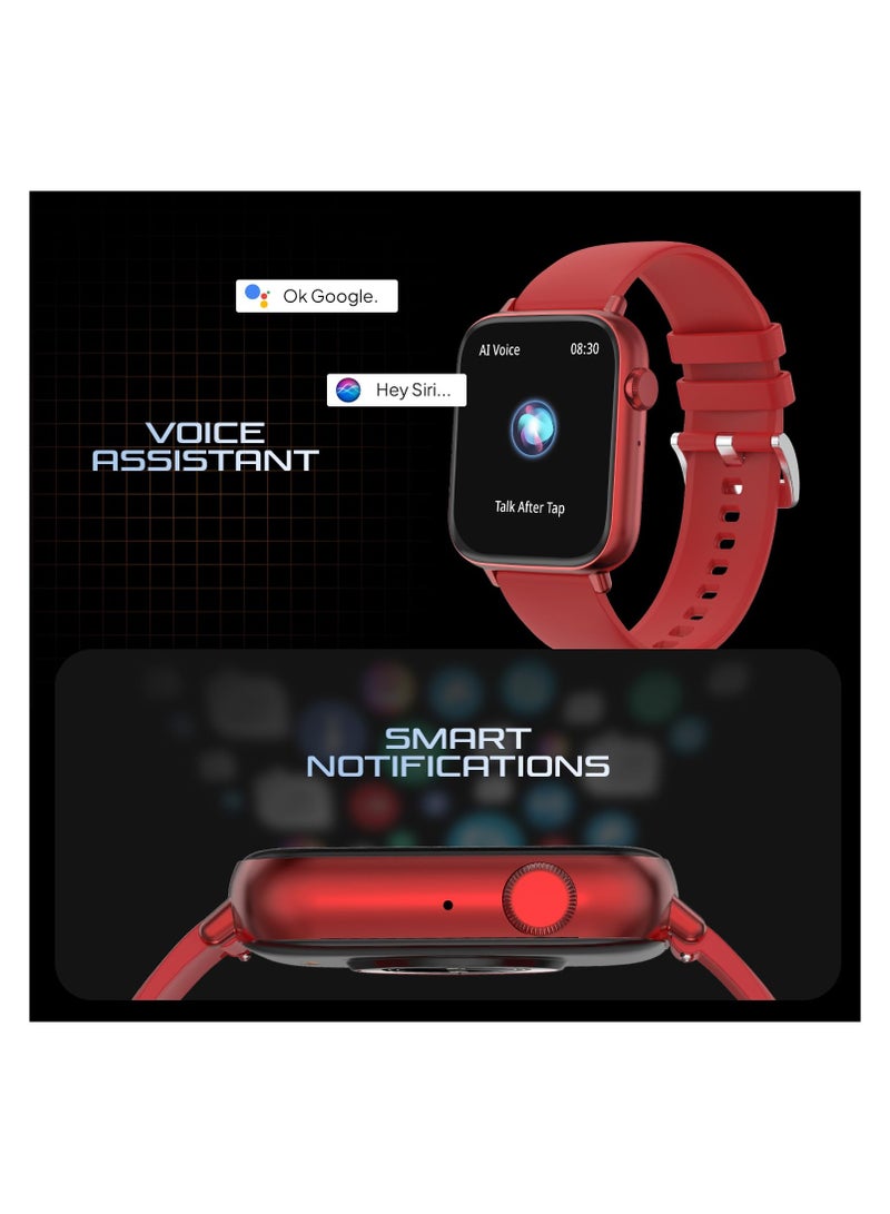 Fire-Boltt Newly Launched Ninja Fit Pro Smartwatch Bluetooth Calling Full Touch 2.0 & 120+ Sports Modes with IP68, Multi UI Screen, Over 100 Cloud Based Watch Faces, Built in Games (Red)