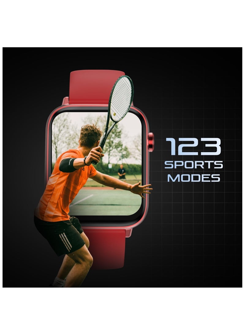 Fire-Boltt Newly Launched Ninja Fit Pro Smartwatch Bluetooth Calling Full Touch 2.0 & 120+ Sports Modes with IP68, Multi UI Screen, Over 100 Cloud Based Watch Faces, Built in Games (Red)