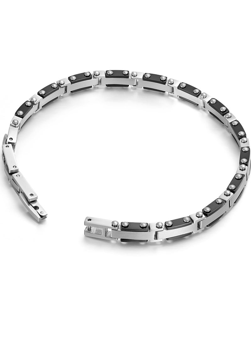 Police Spire Silver/Gun Metal Stainless Steel Gents Bracelet