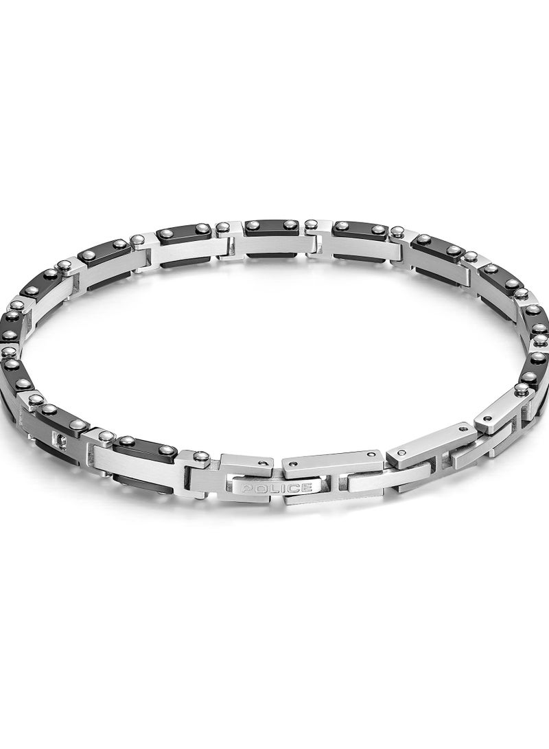 Police Spire Silver/Gun Metal Stainless Steel Gents Bracelet