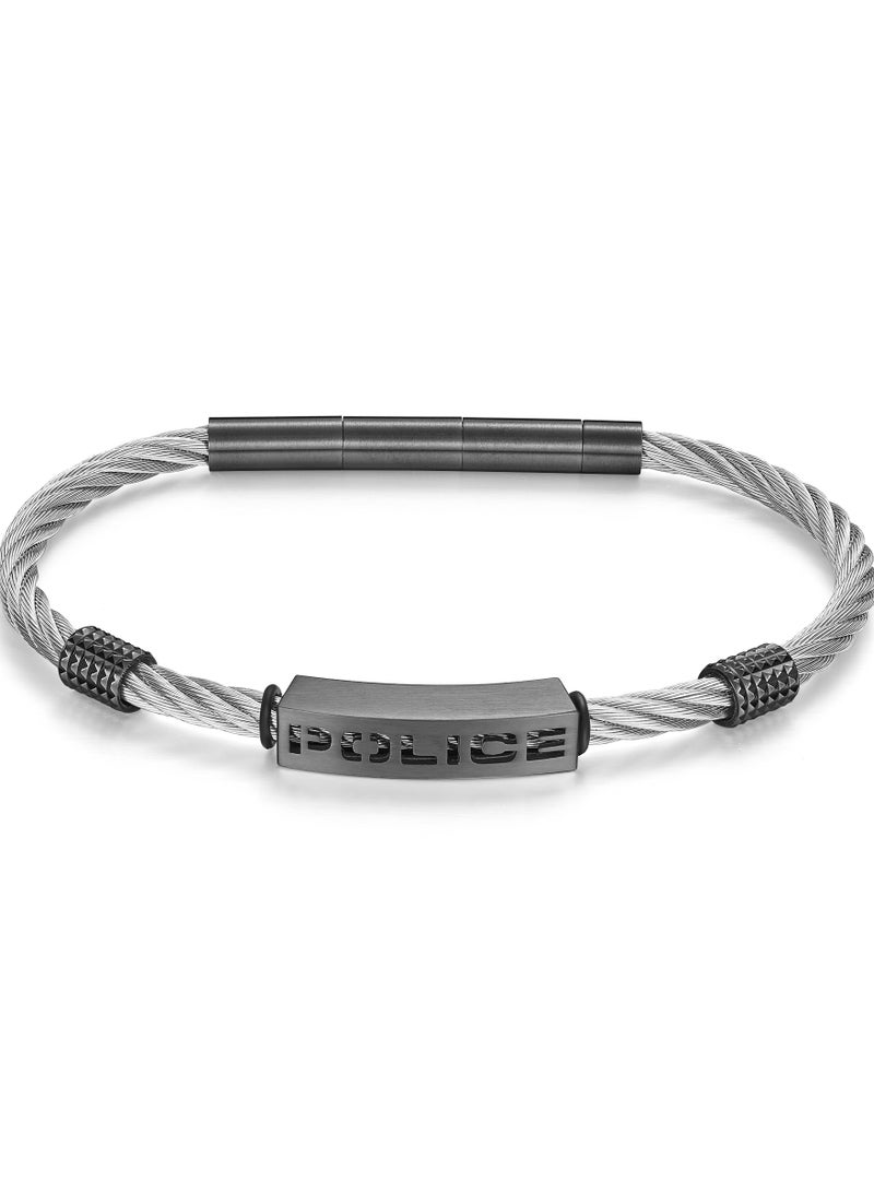 Police Quadro Silver/Gun Metal Stainless Steel Gents Bracelet