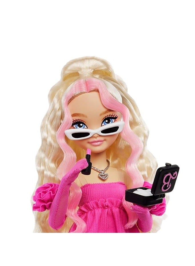 Barbie Dream Besties Doll and Accessories, Barbie “Malibu” Posable Fashion Doll with Wavy Blonde Hair, 11 Makeup and Hair Themed Pieces