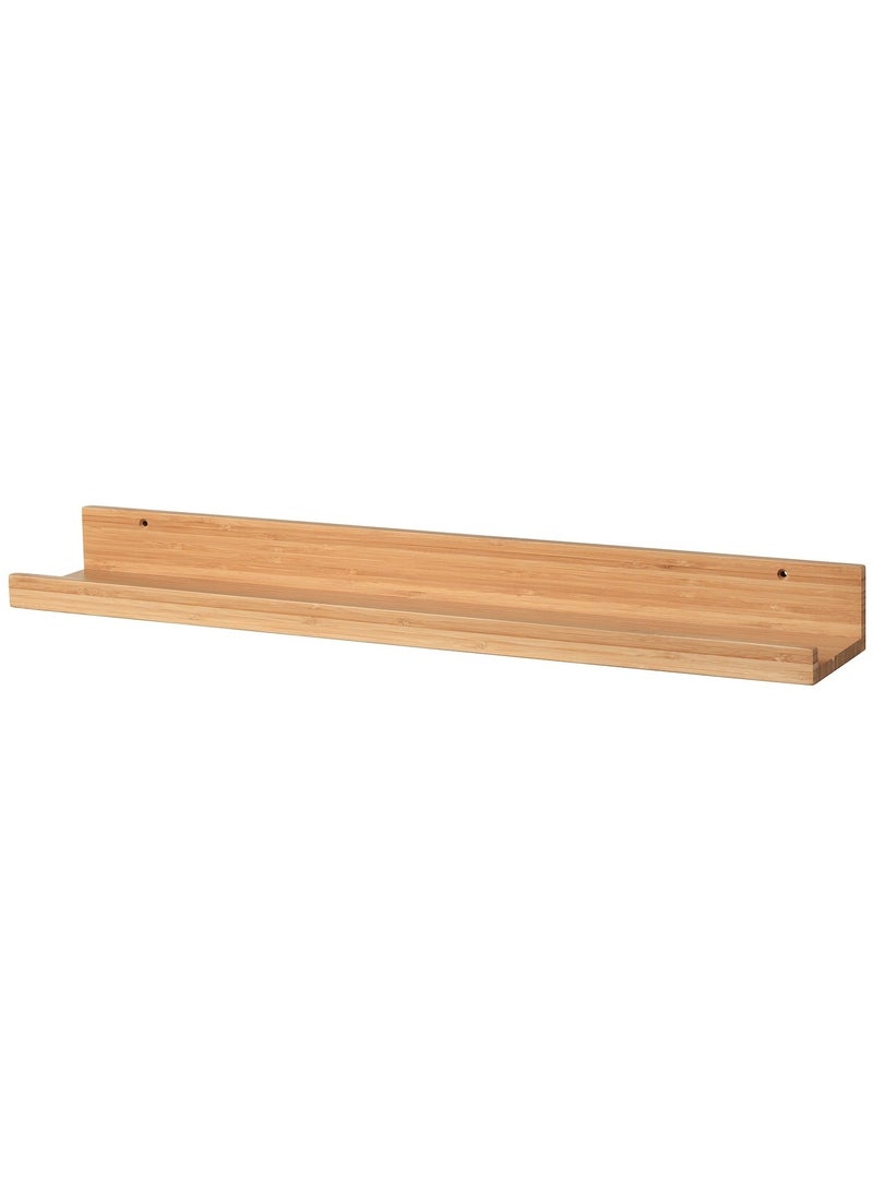 Bamboo Picture Ledge Shelf 75 cm Wall-Mounted Display for Photos, Art, and Decor