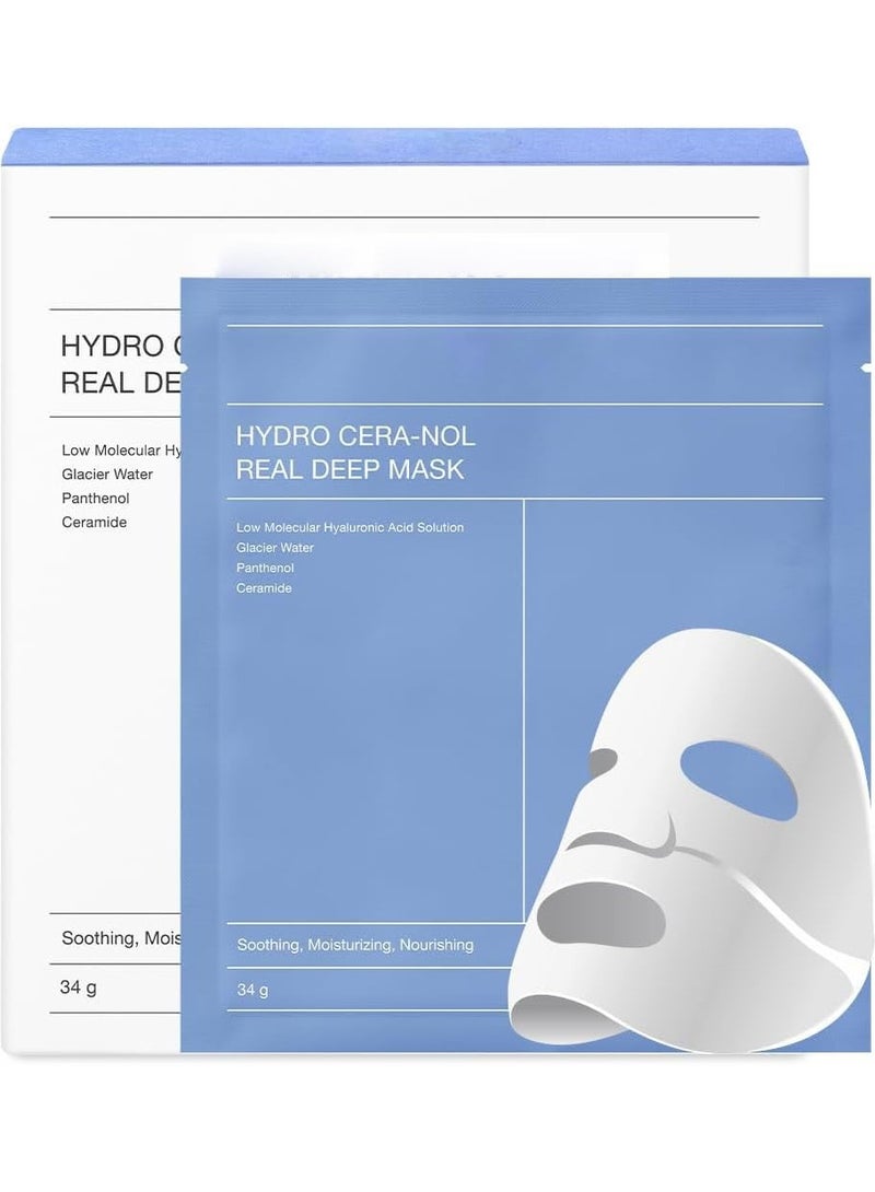 BIODANCE Hydro Cera-nol Real Deep Mask, Overnight Hydrogel Mask, Soothing, Moisturizing, Nourishing, 1.19oz(34g) x 4ea