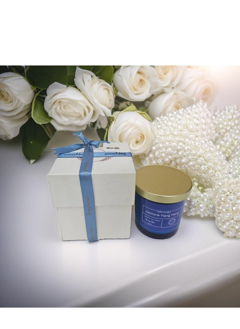 Soy Wax Candle – Jasmine Ylang Ylang Aroma, 220g in Premium Gift-Ready Box | Handmade, Natural for Home & Office