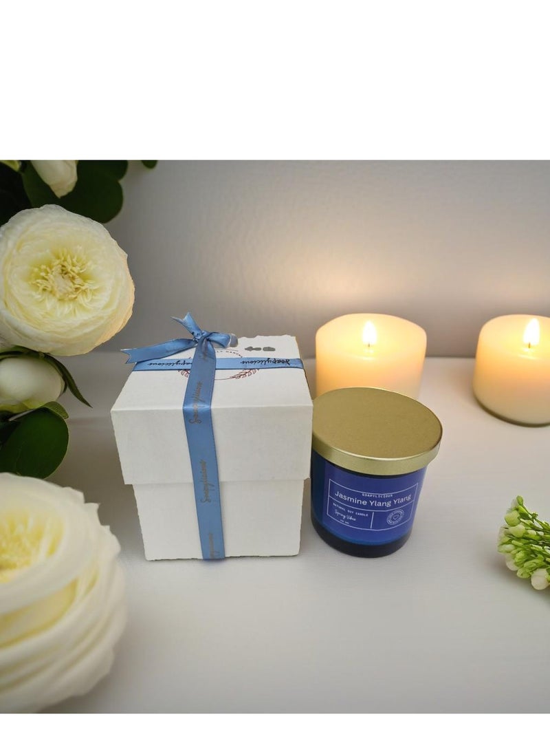 Soy Wax Candle – Jasmine Ylang Ylang Aroma, 220g in Premium Gift-Ready Box | Handmade, Natural for Home & Office